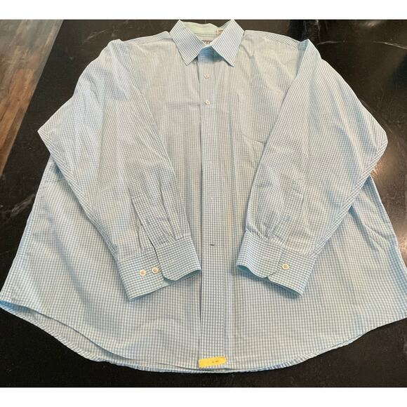 IZOD blue and white check Men's button up 2XL 100% Cotton - Picture 2 of 10